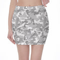 White Snow Camouflage Print Pencil Mini Skirt