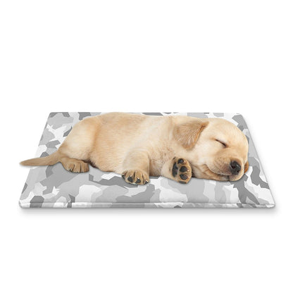 White Snow Camouflage Print Pet Cooling Mat Cover