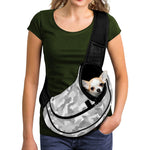 White Snow Camouflage Print Pet Sling Carrier