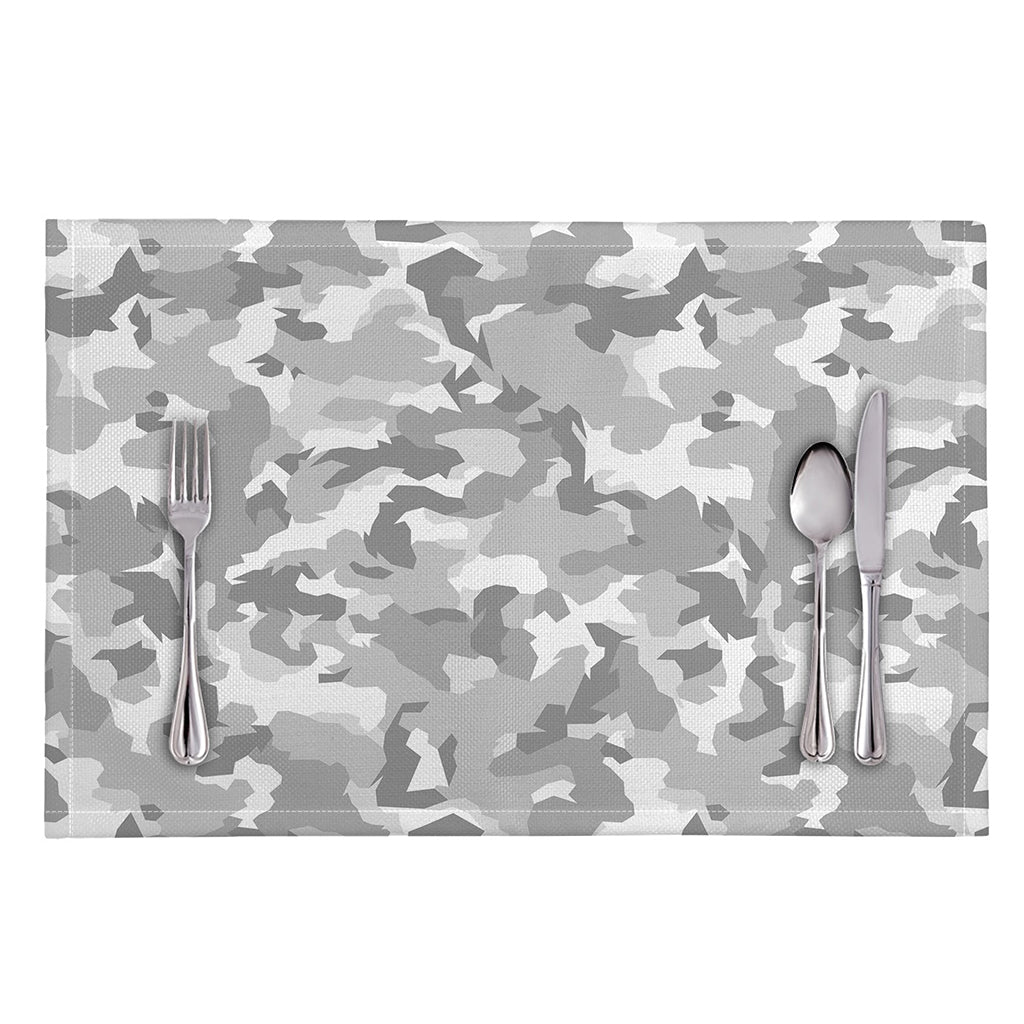 White Snow Camouflage Print Placemat
