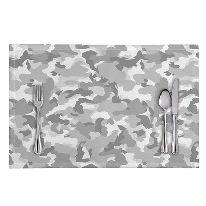 White Snow Camouflage Print Placemat