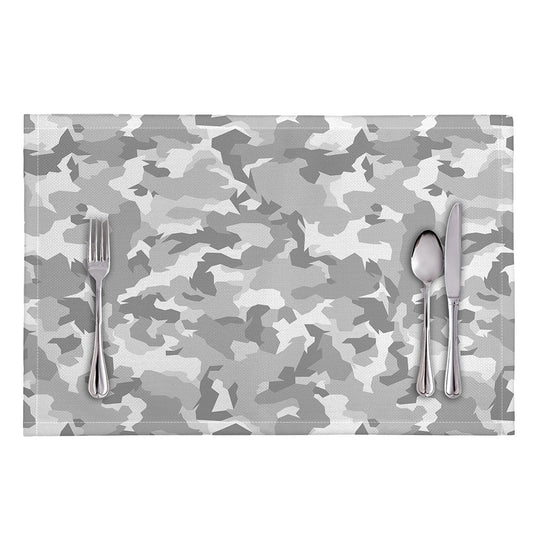 White Snow Camouflage Print Placemat