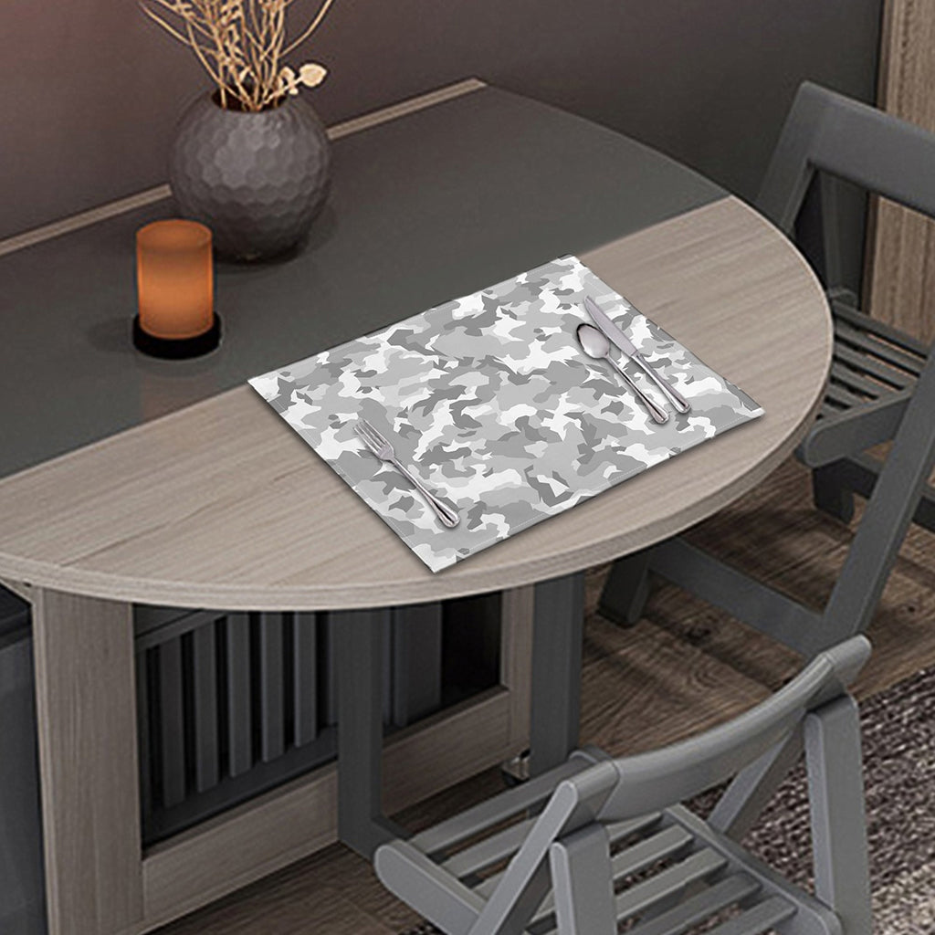 White Snow Camouflage Print Placemat