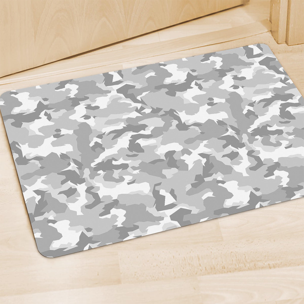White Snow Camouflage Print Polyester Doormat