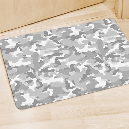 White Snow Camouflage Print Polyester Doormat