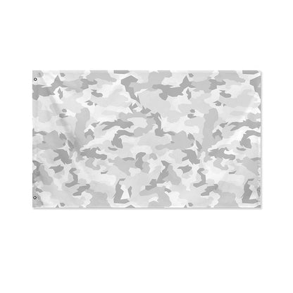 White Snow Camouflage Print Polyester Flag