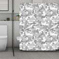 White Snow Camouflage Print Polyester Shower Curtain