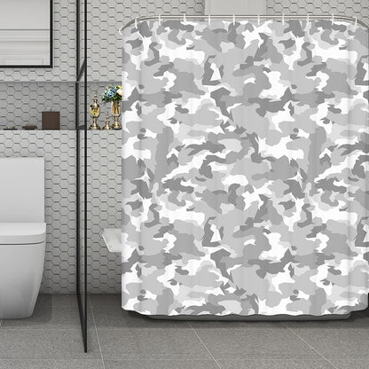 White Snow Camouflage Print Polyester Shower Curtain