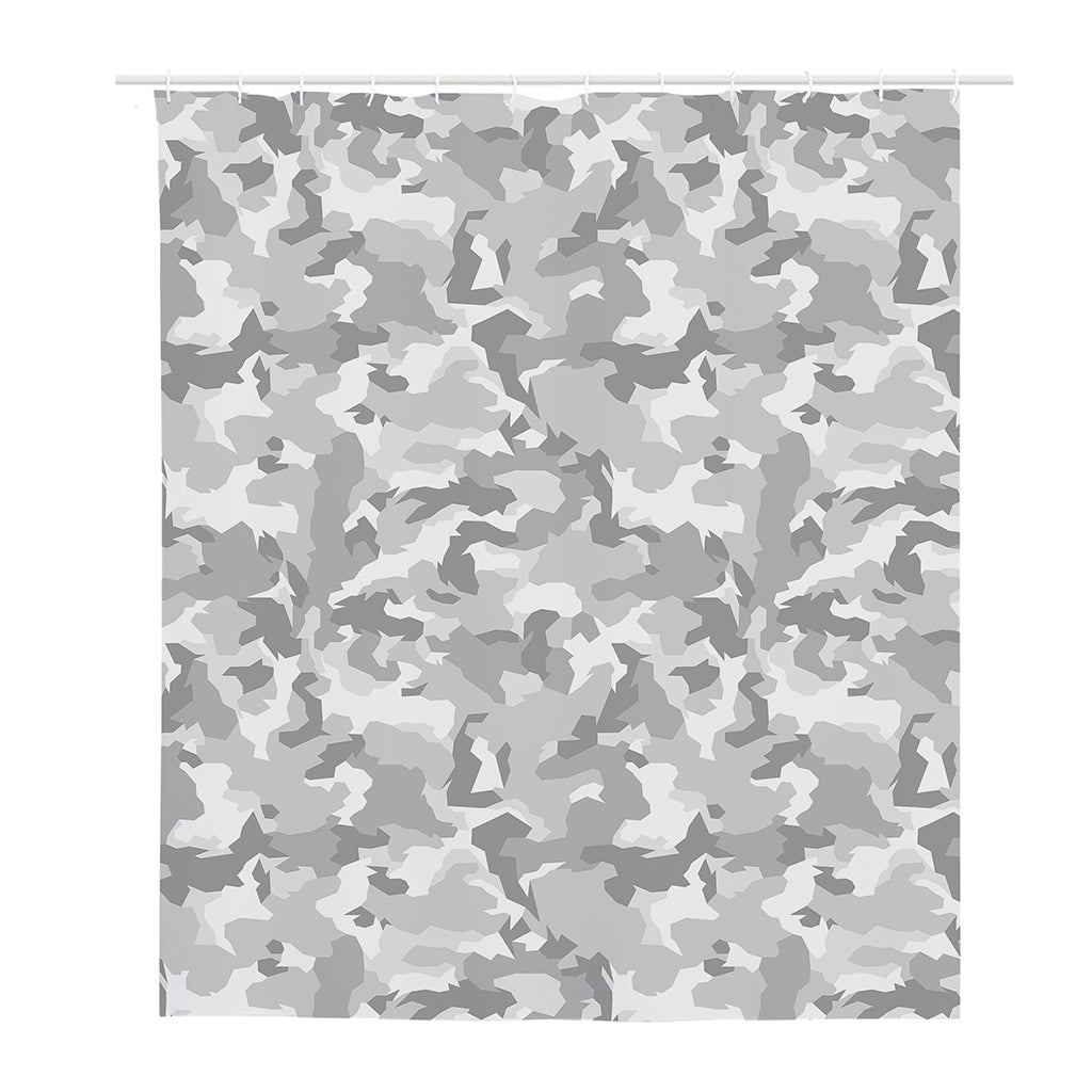 White Snow Camouflage Print Polyester Shower Curtain