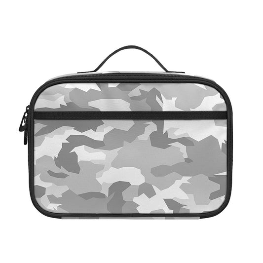White Snow Camouflage Print Portable Lunch Bag