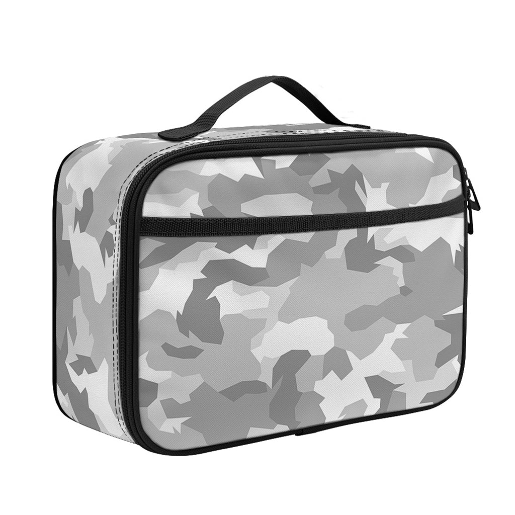 White Snow Camouflage Print Portable Lunch Bag