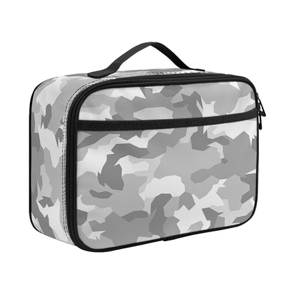 White Snow Camouflage Print Portable Lunch Bag