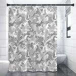 White Snow Camouflage Print Premium Shower Curtain