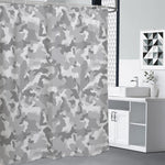 White Snow Camouflage Print Premium Shower Curtain