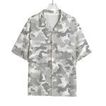 White Snow Camouflage Print Rayon Hawaiian Shirt