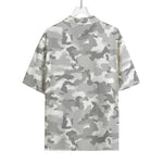 White Snow Camouflage Print Rayon Hawaiian Shirt