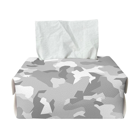 White Snow Camouflage Print Rectangle Tissue Box Cover
