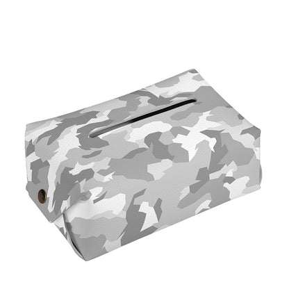 White Snow Camouflage Print Rectangle Tissue Box Cover