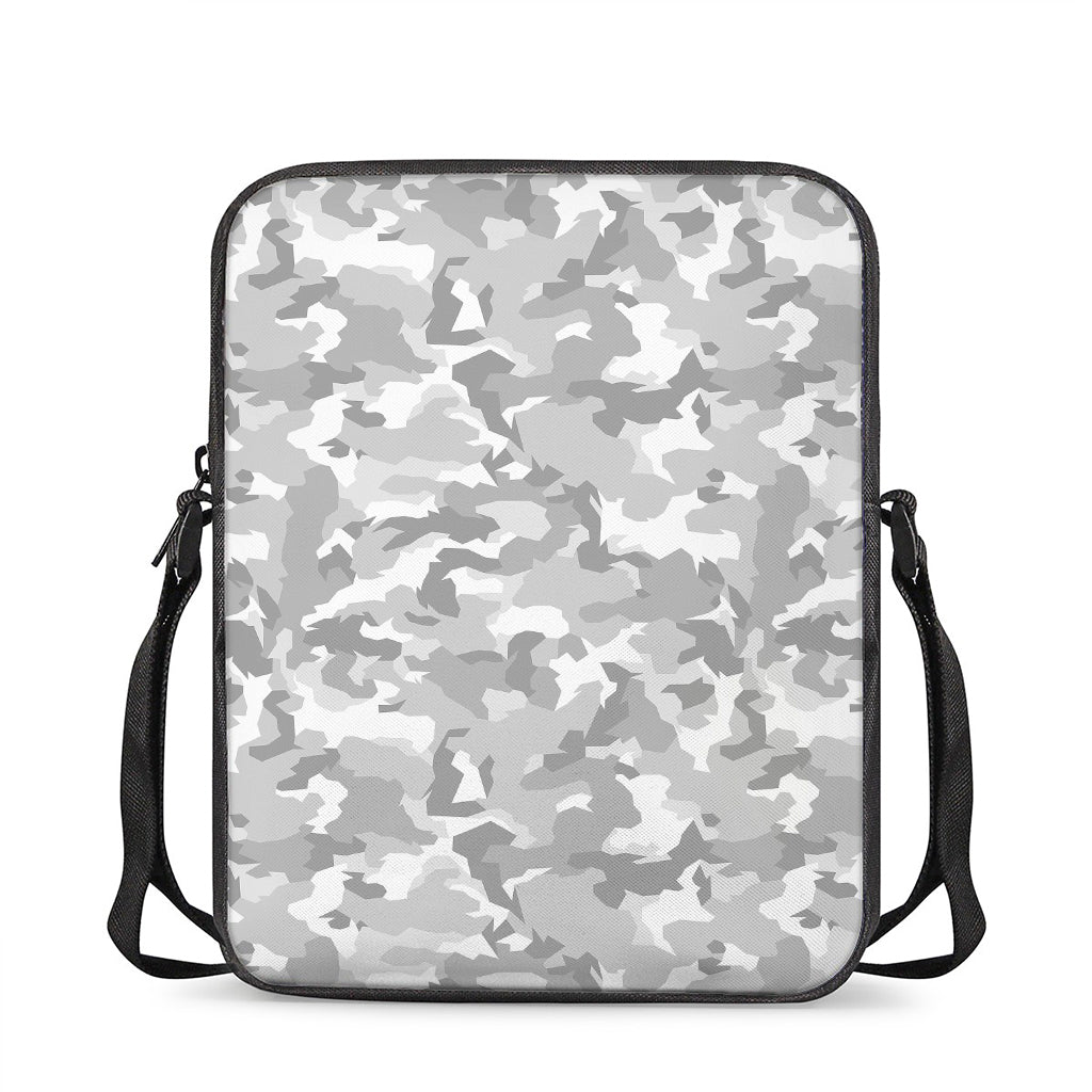 White Snow Camouflage Print Rectangular Crossbody Bag