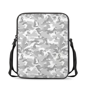 White Snow Camouflage Print Rectangular Crossbody Bag