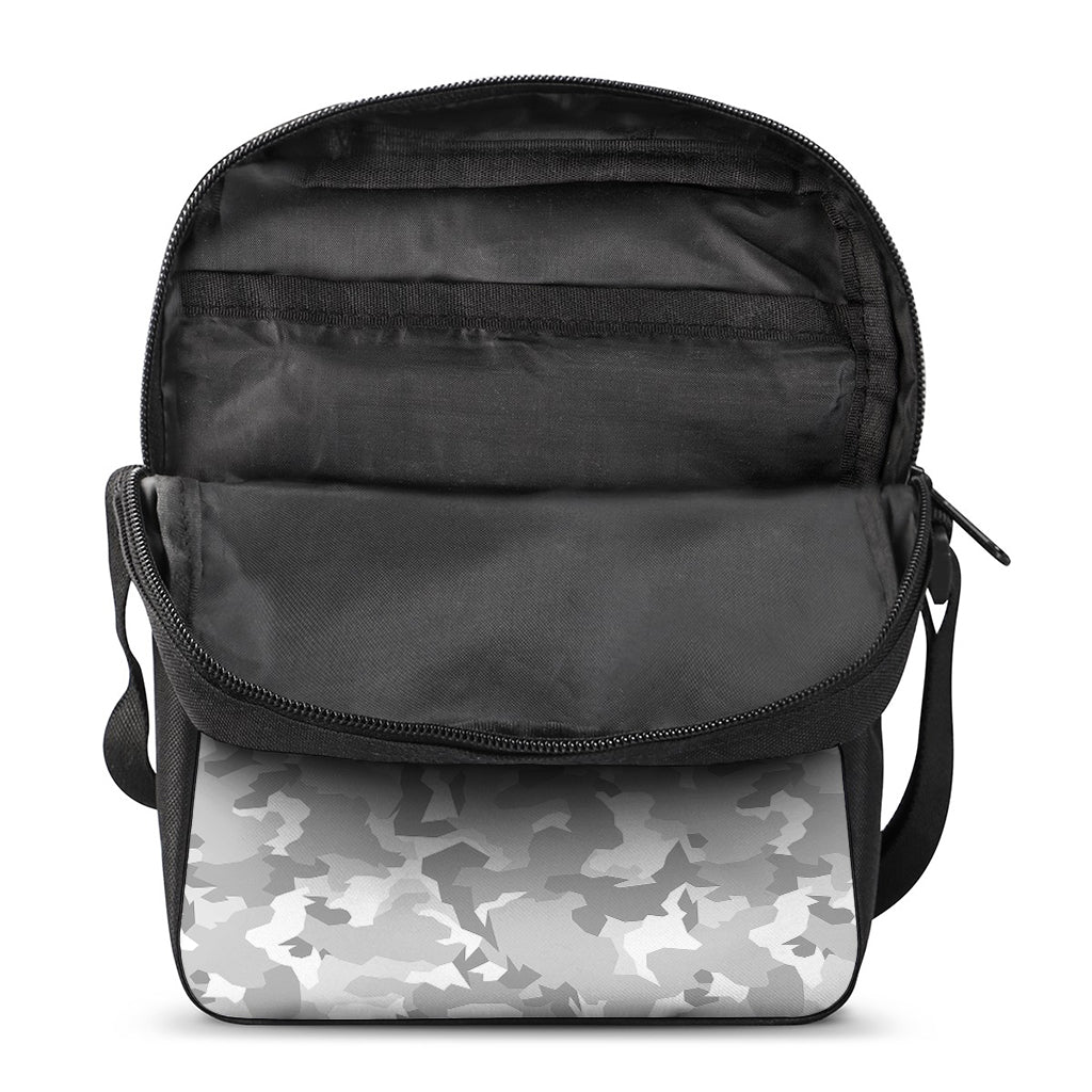 White Snow Camouflage Print Rectangular Crossbody Bag