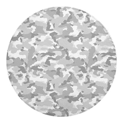 White Snow Camouflage Print Round Blanket