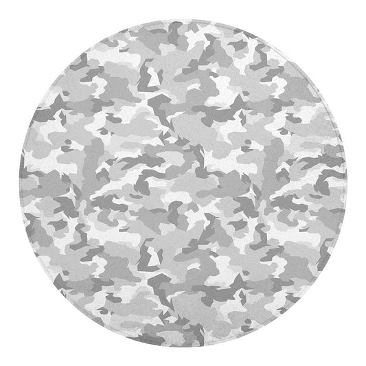 White Snow Camouflage Print Round Blanket