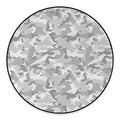 White Snow Camouflage Print Round Floor Mat