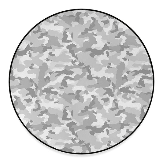 White Snow Camouflage Print Round Floor Mat