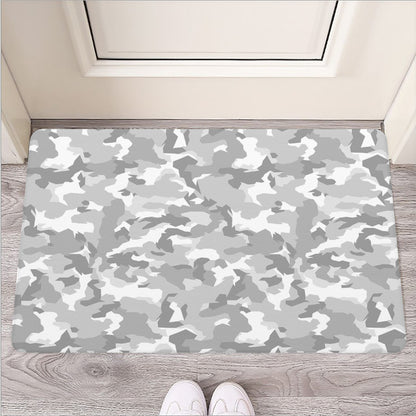 White Snow Camouflage Print Rubber Doormat