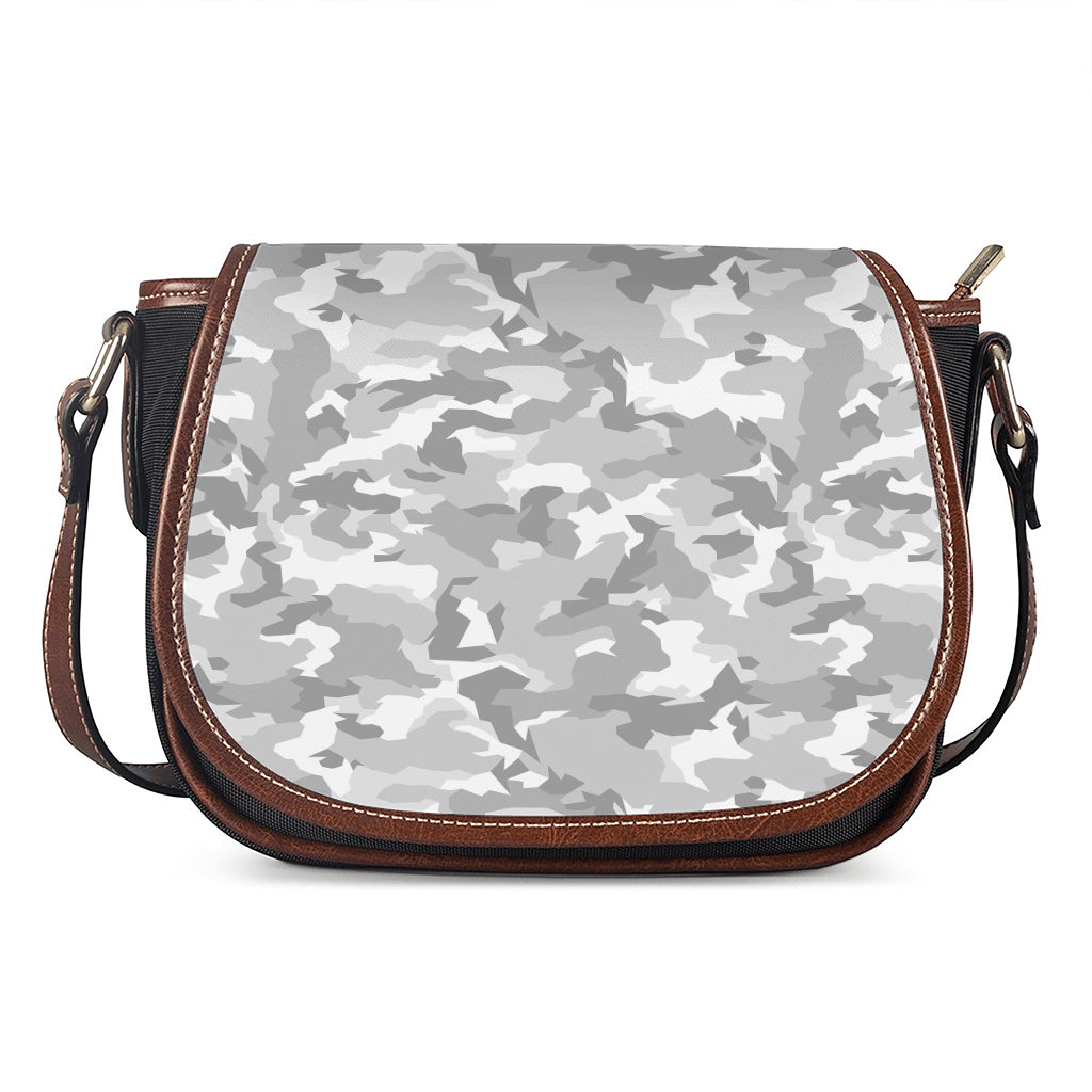 White Snow Camouflage Print Saddle Bag