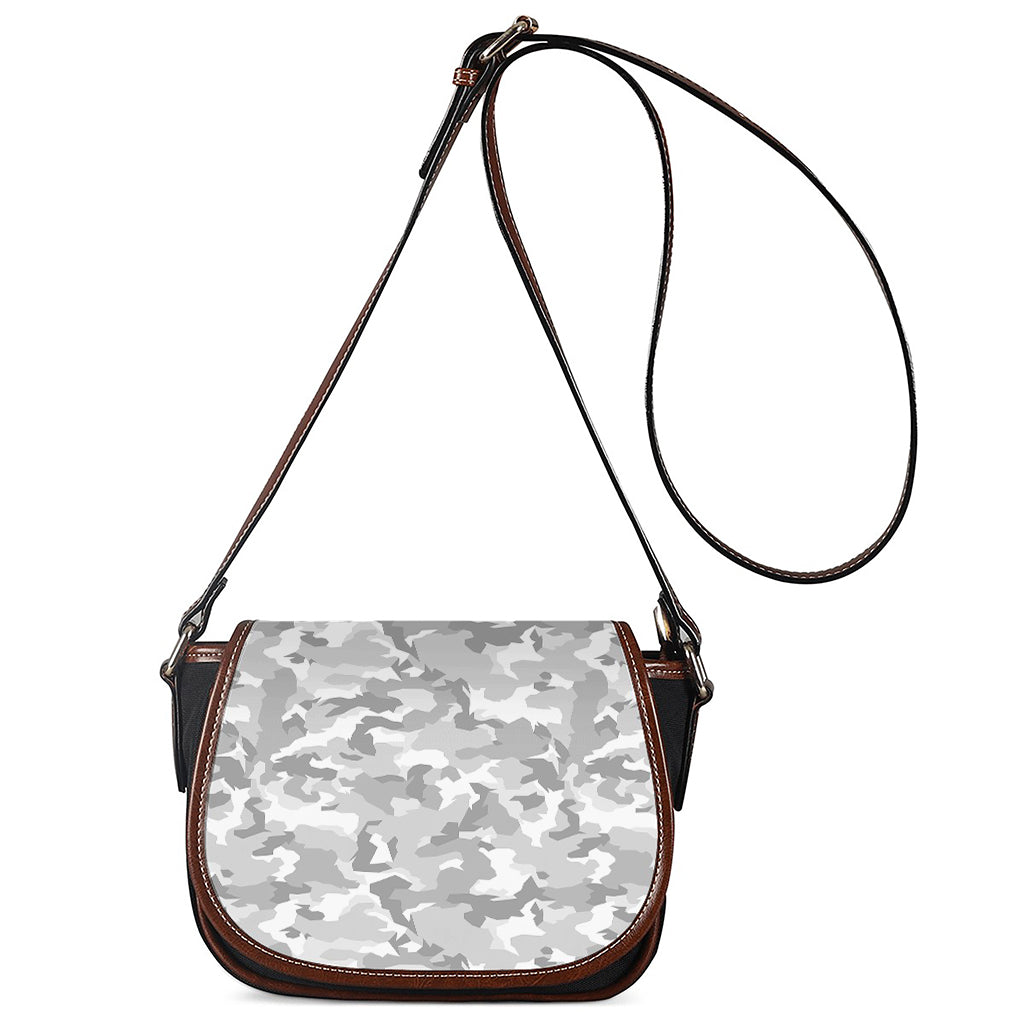 White Snow Camouflage Print Saddle Bag