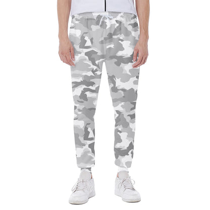 White Snow Camouflage Print Scuba Joggers
