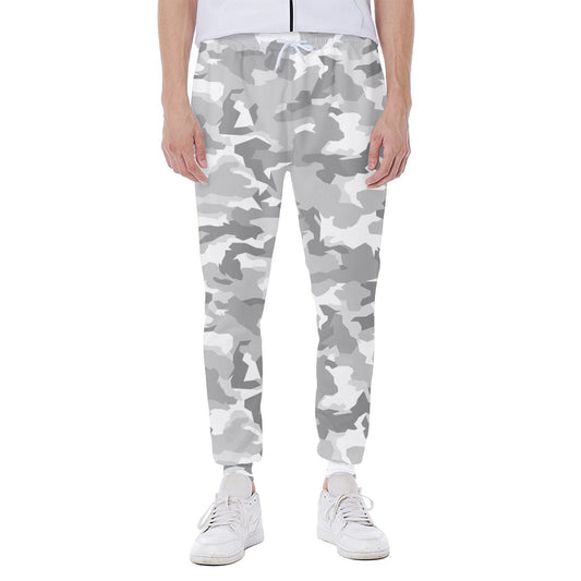 White Snow Camouflage Print Scuba Joggers