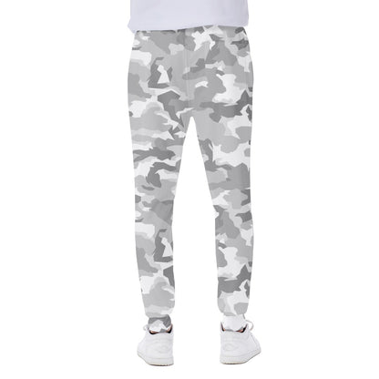 White Snow Camouflage Print Scuba Joggers