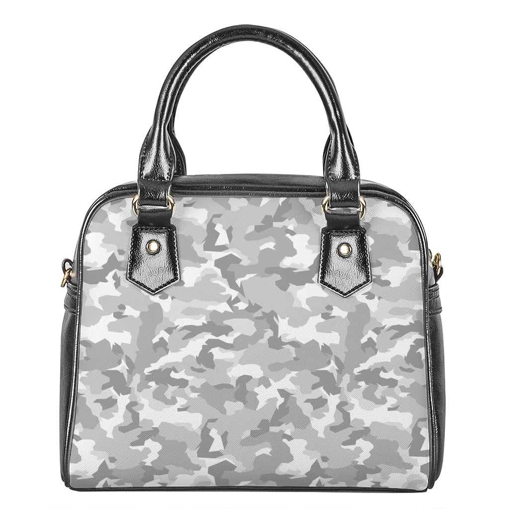 White Snow Camouflage Print Shoulder Handbag