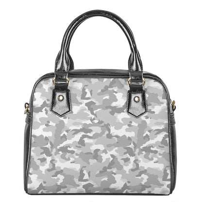 White Snow Camouflage Print Shoulder Handbag