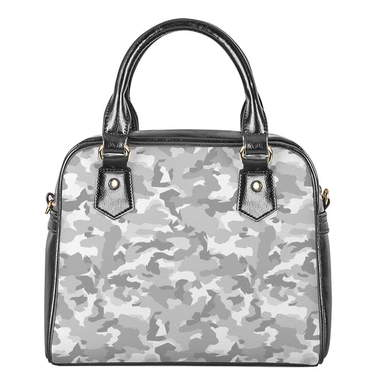 White Snow Camouflage Print Shoulder Handbag