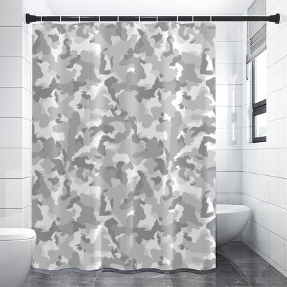 White Snow Camouflage Print Shower Curtain