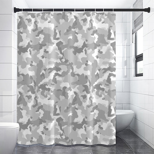 White Snow Camouflage Print Shower Curtain