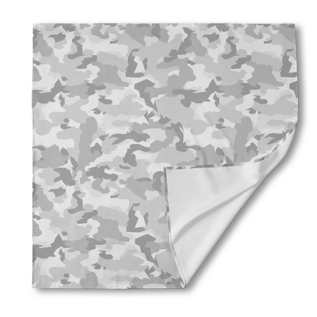 White Snow Camouflage Print Silk Bandana