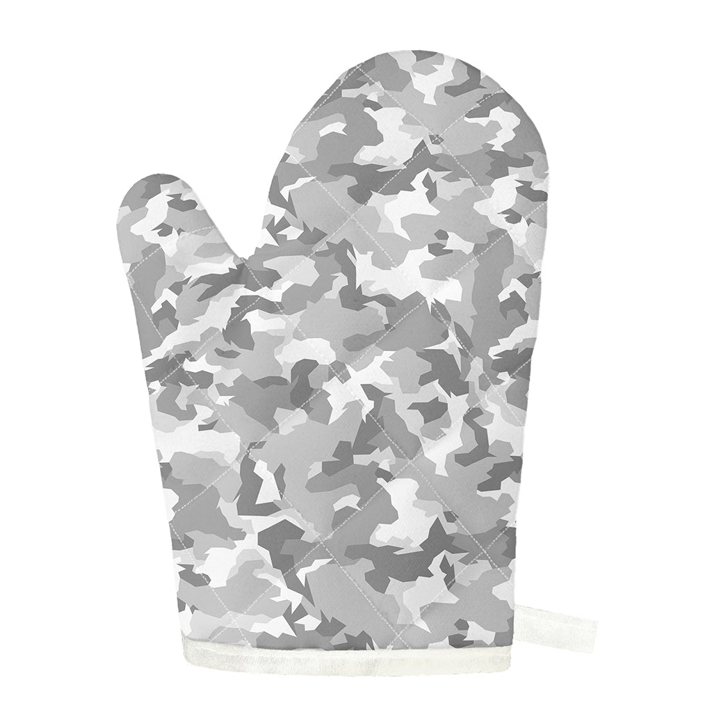 White Snow Camouflage Print Single Oven Mitt