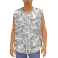 White Snow Camouflage Print Sleeveless Baseball Jersey