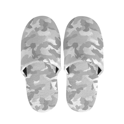 White Snow Camouflage Print Slippers