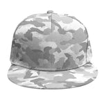 White Snow Camouflage Print Snapback Cap