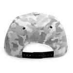 White Snow Camouflage Print Snapback Cap