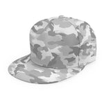 White Snow Camouflage Print Snapback Cap