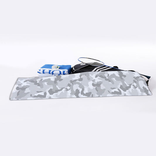 White Snow Camouflage Print Sports Towel