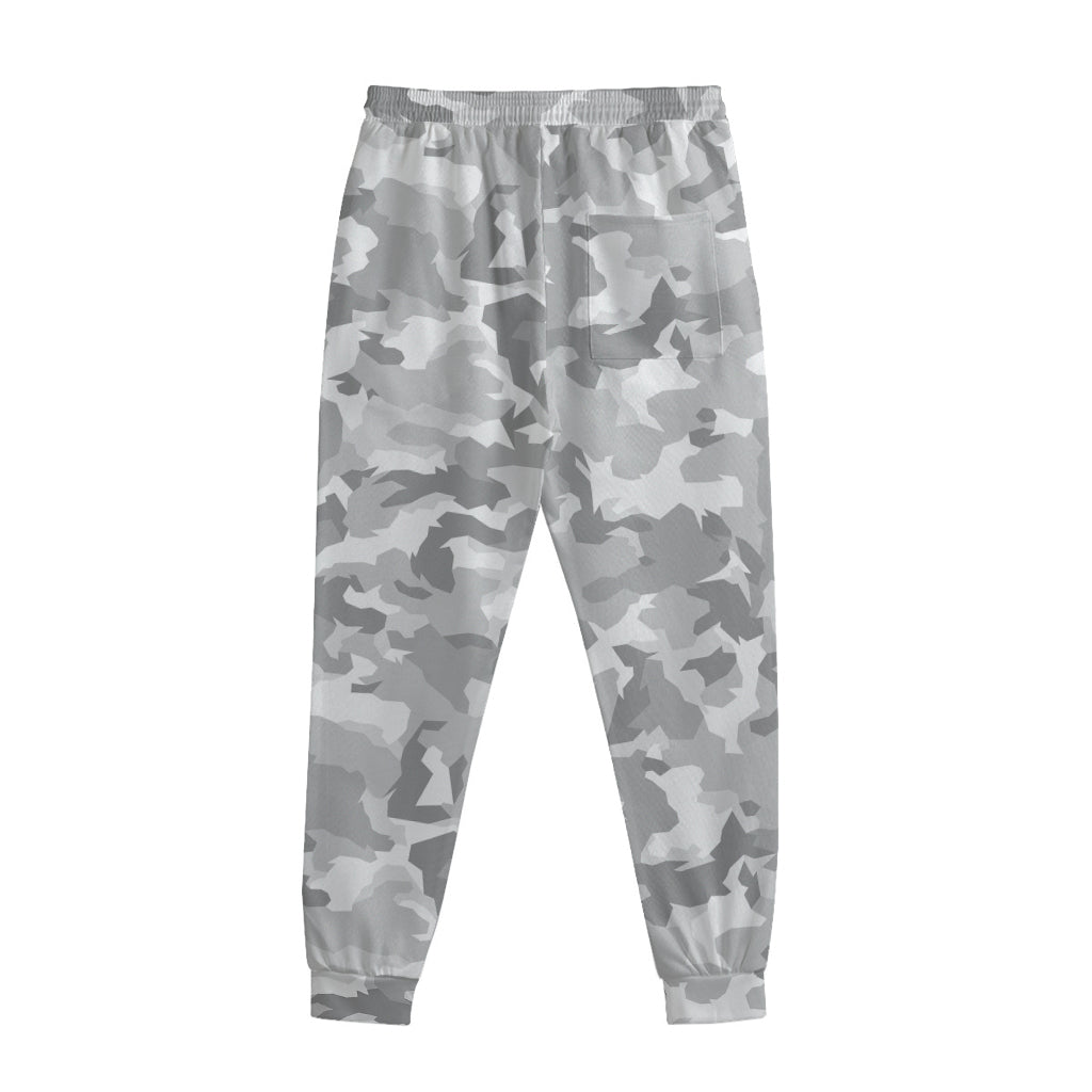 White Snow Camouflage Print Sweatpants