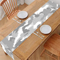 White Snow Camouflage Print Table Runner